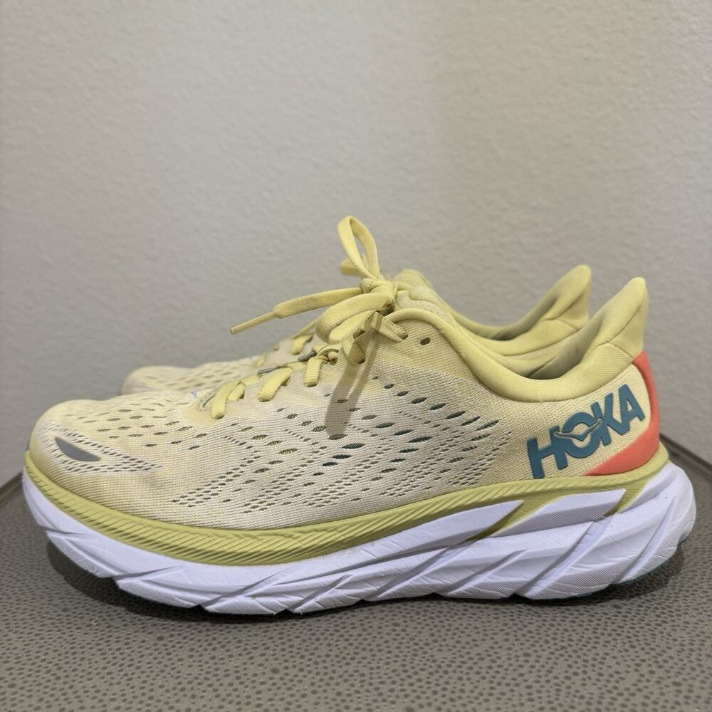 Hoka One One Clifton 8 Shoes Womens 9 B Yellow Pear Running Sneakers - Picture 9 of 16